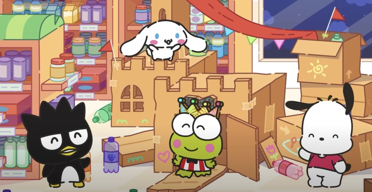 La fiesta de pijamas de Keroppi con Hello Kitty