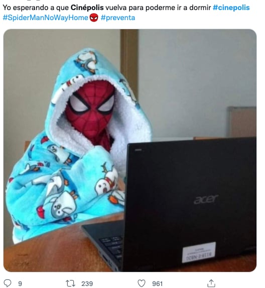 Memes de la caída de Cinépolis y Cinemex  tras la preventa de 'Spider-Man: No Way Home'