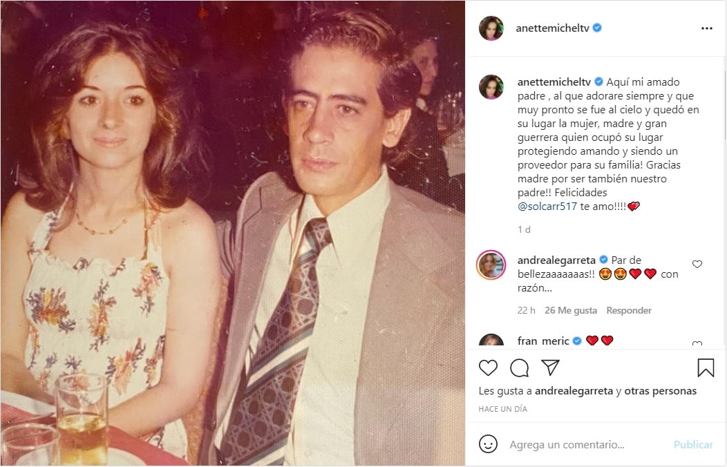 Anette Michel compartió una foto de su padres