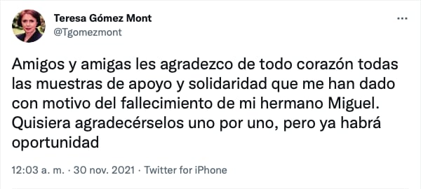 Hermana de Miguel Gómez Mont Urea confirma su muerte