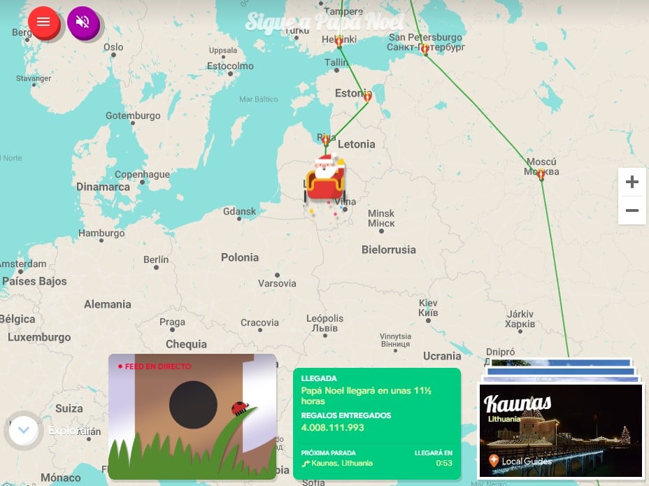Santa Claus en Lituania, según Santa Tracker