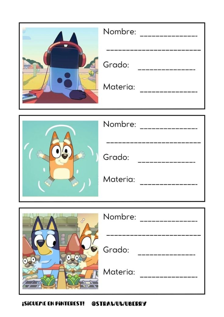 Etiquetas escolares para imprimir de Bluey: 5 bonitas plantillas para el regreso a clases 2024