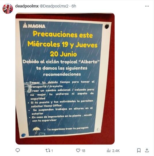 En su trabajo no quieren verlo mojado si le llueve en el camino y tomaron esta irónica medida