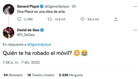 Gerard Piqué se declara fan de One Piece y David de Gea no puede creerlo