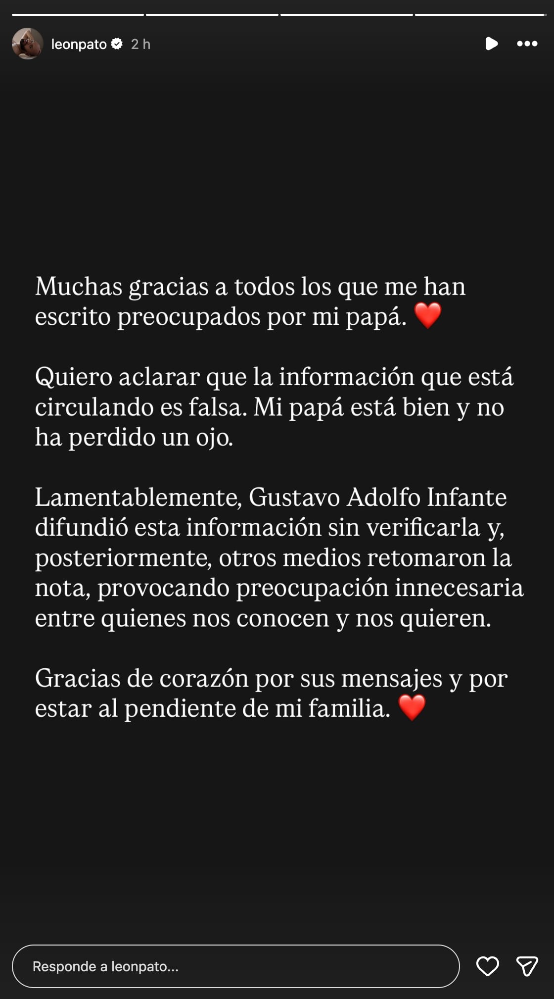 Hijo de César Bono desmiente que el actor haya perdido un ojo
