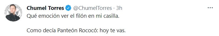 Chumel Torres: "Hoy te vas"