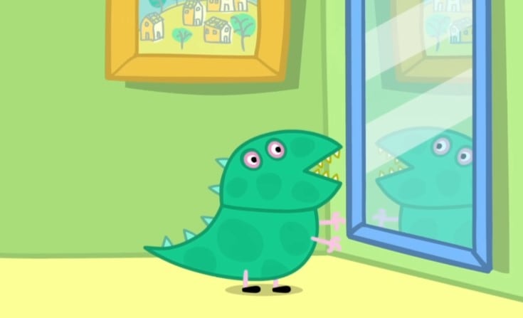 George se disfraza de dinosaurio