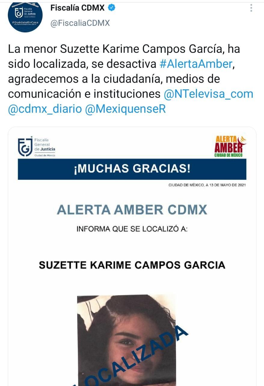 Desactivación de la Alerta Amber de Suzette