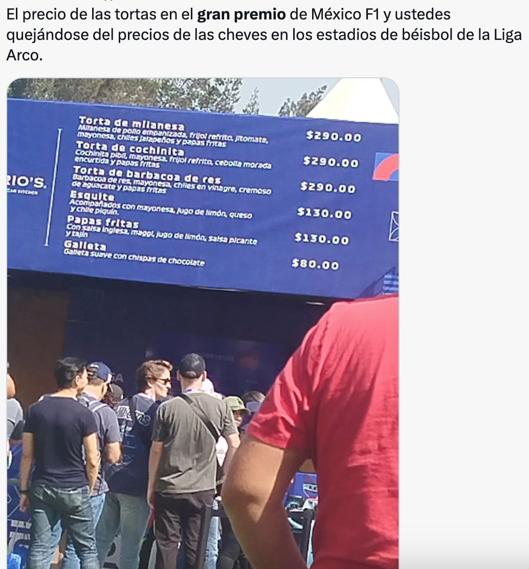 Precios de la comida en el Gran Premio de México 2024