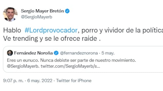 Sergio Mayer responde a Noroña