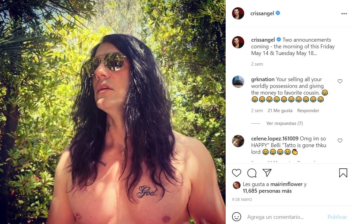 Criss Angel se tapa el tatuaje de "Beli" con la palabra "God" (Dios)
