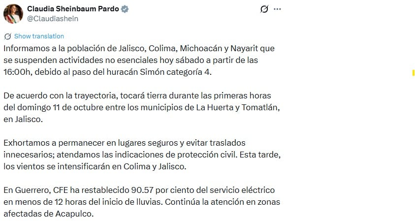 Sheinbaum respalda restricciones por Simón: estas zonas tendrán límites de movilidad