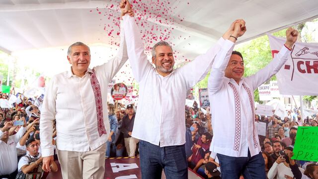 Alfredo Ramírez Bedolla, con Adán Augusto López y Mario Delgado