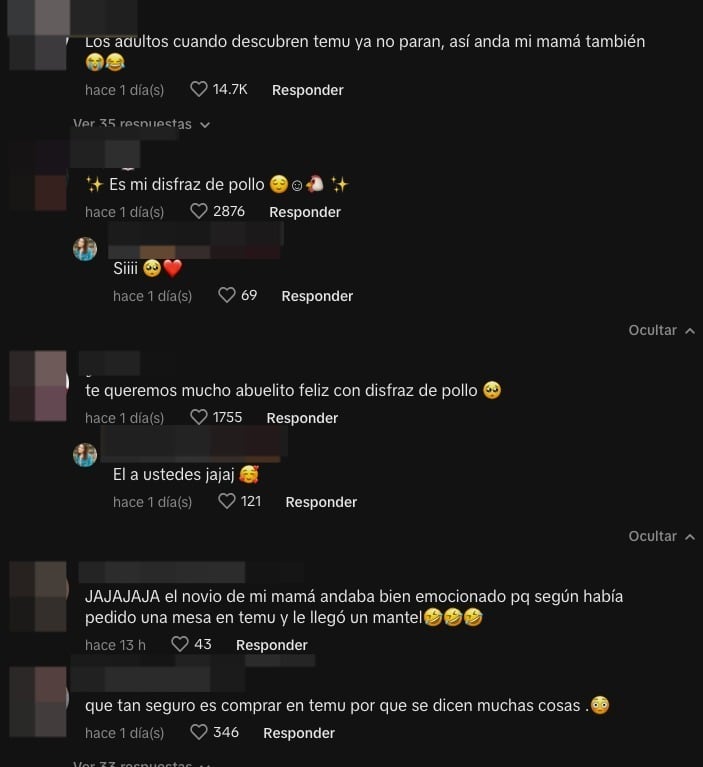Los comentarios de TikTok al abuelo y su compra de Temu