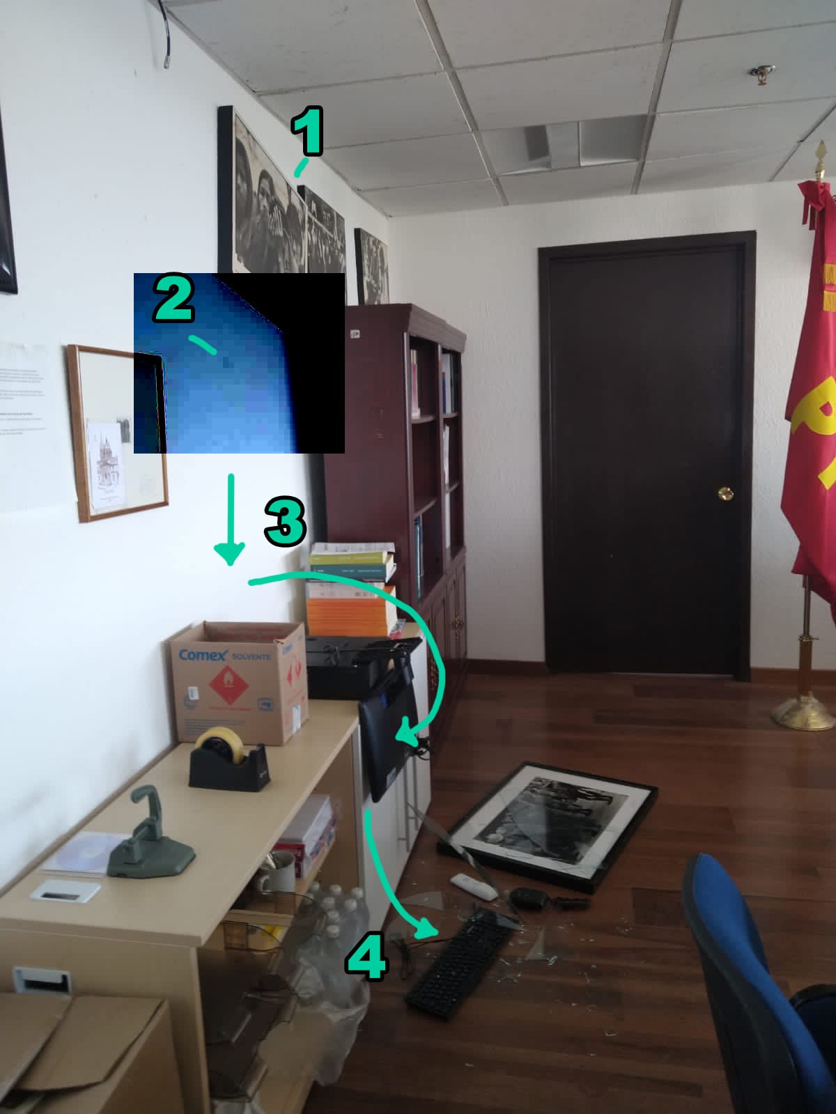 Internauta expone posible explicación a los destrozos en la oficina de Noroña