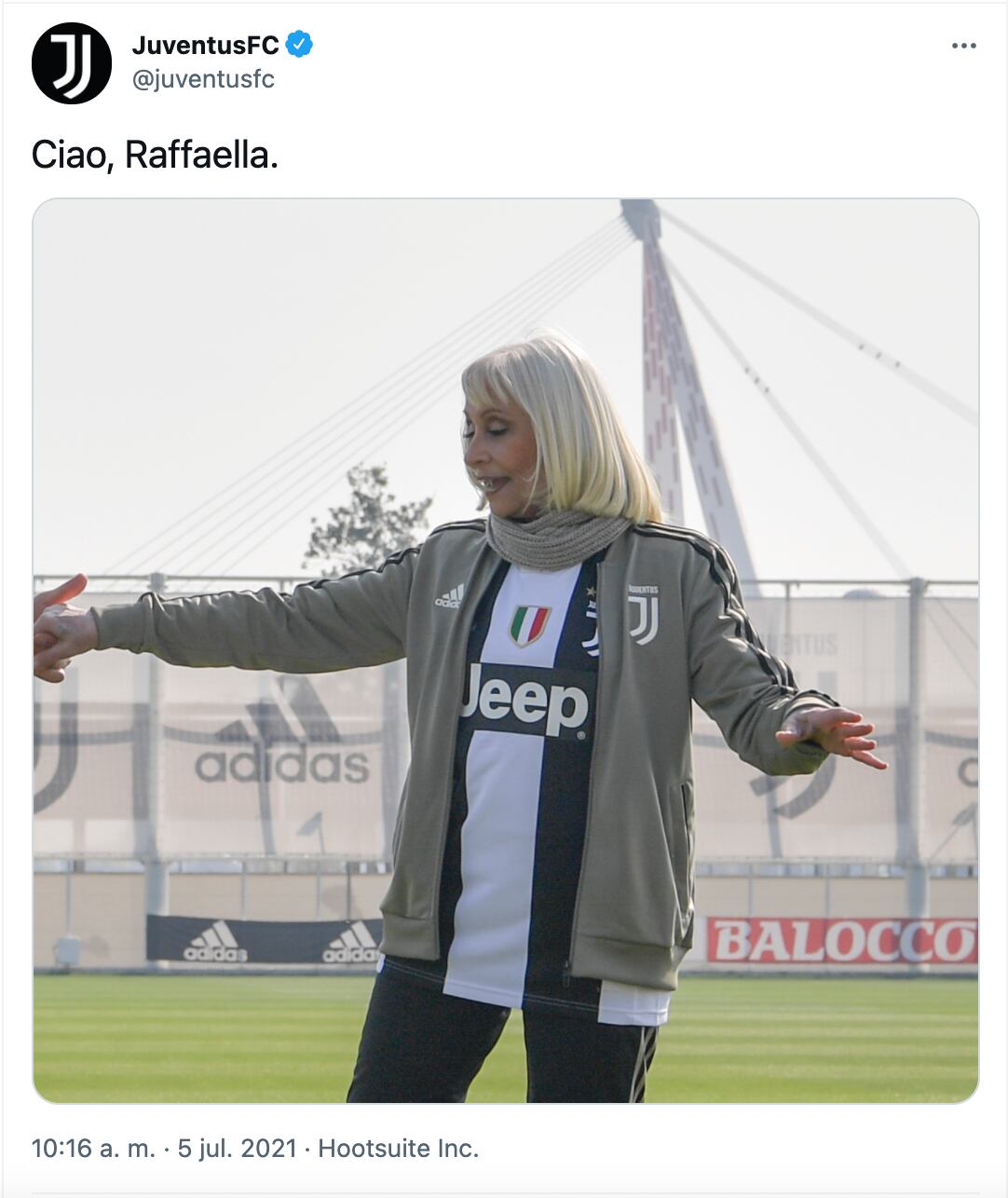 Juventus FC lamenta la muerte de Raffaella Carrà