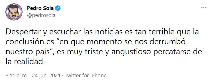 Pedro Sola preocupado por la destrucción de México