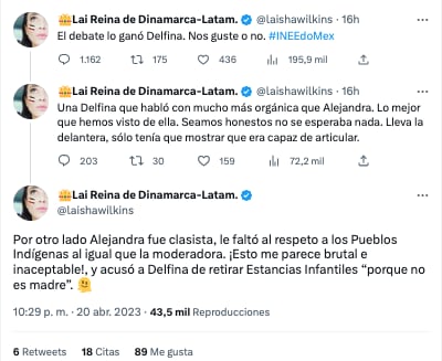 Laisha Wilkins defiende a Delfina Gómez