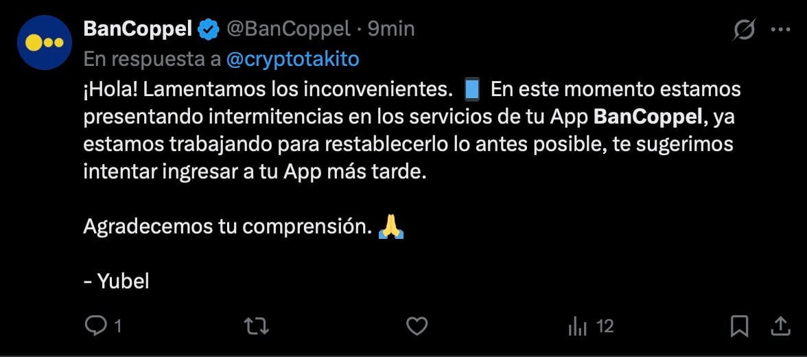 Persisten las fallas en la app de BanCoppel por segundo día consecutivo