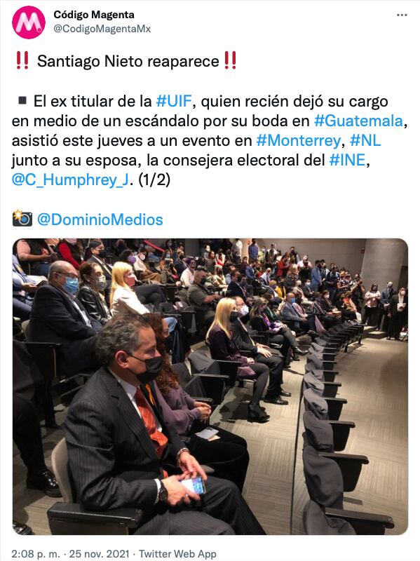 Santiago Nieto reaparece/ @CodigoMagentaMx