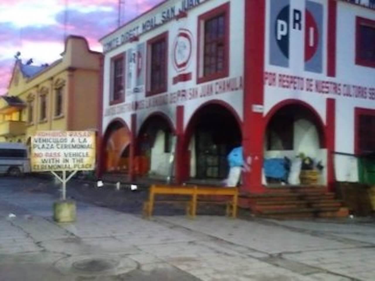 Oficinas del PRI en el municipio, previo al ataque.