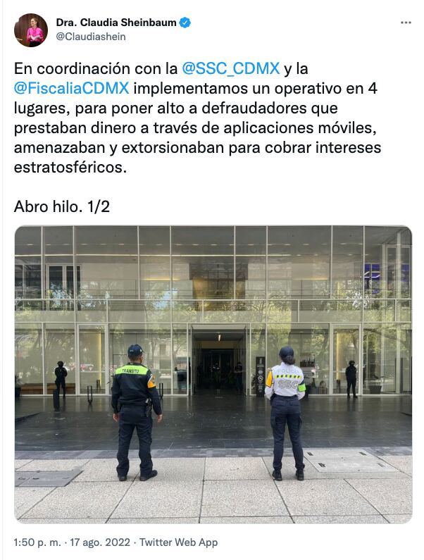 Claudia Sheinbaum efectúa operativo para frenar apps de préstamos que estafan y amenazan