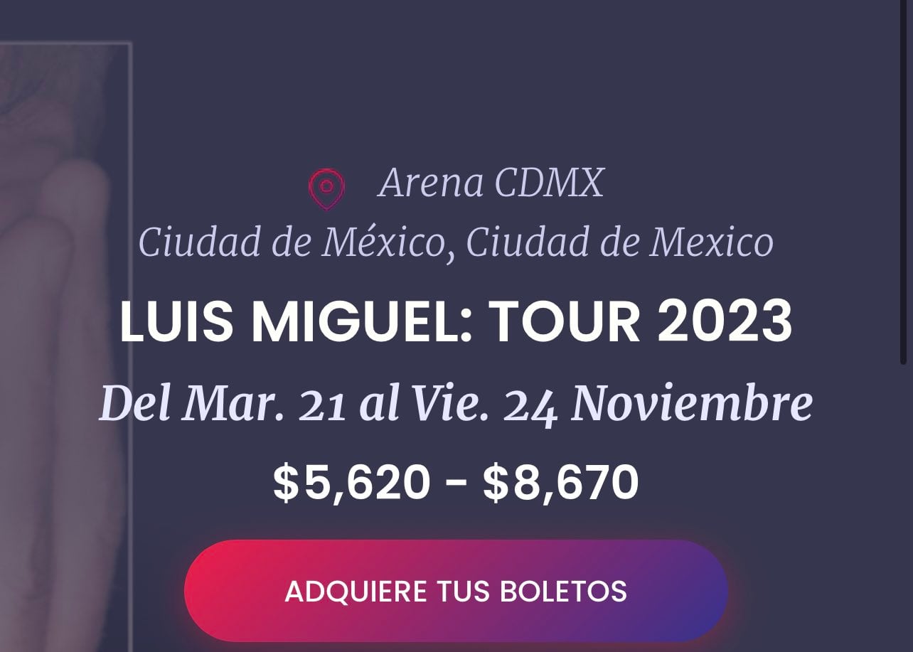 Precios de los boletos Luis Miguel en la Arena CDMX