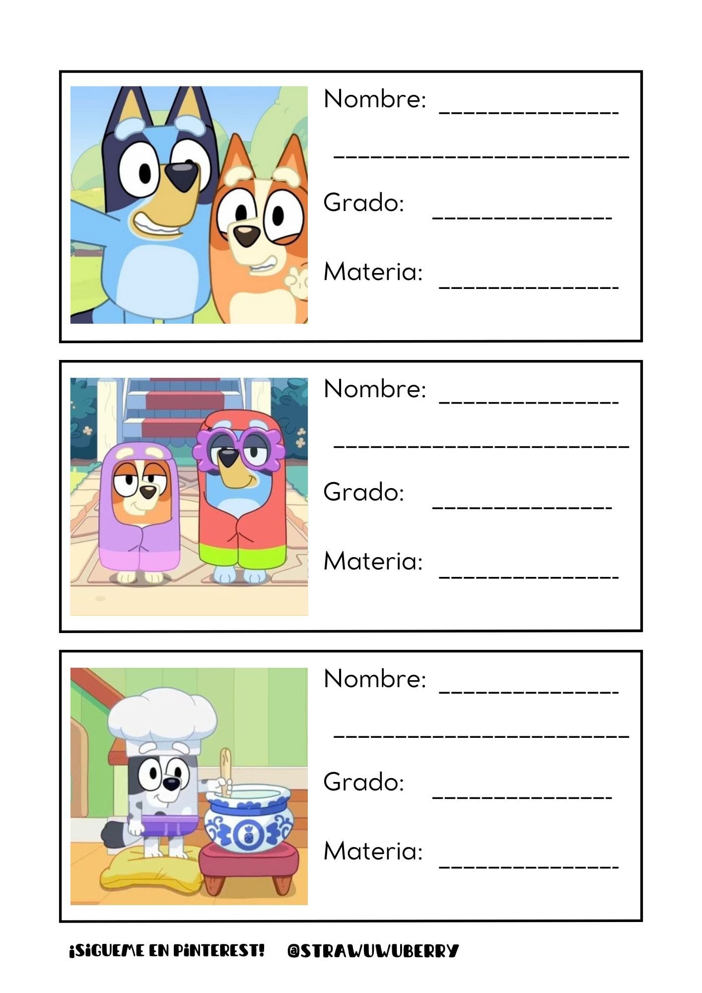 Etiquetas escolares para imprimir de Bluey: 5 bonitas plantillas para el regreso a clases 2024