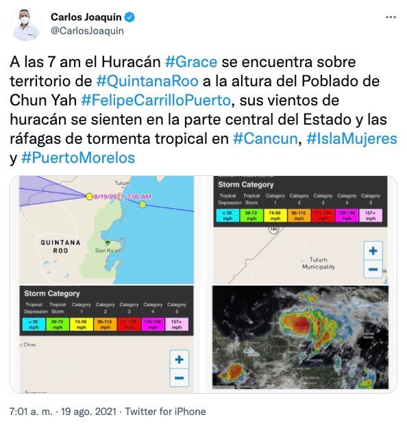 Tuit de Carlos Joaquín González