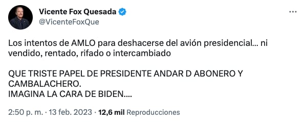 Vicente Fox se burla del avión presidencial