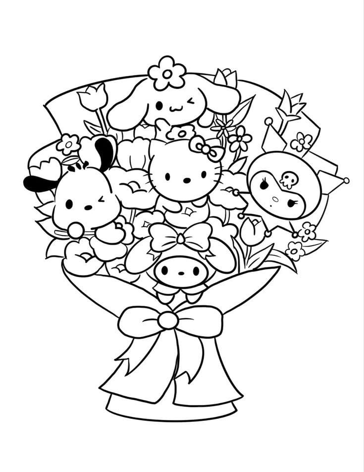 Dibujos de Hello Kitty y su mamá para colorear