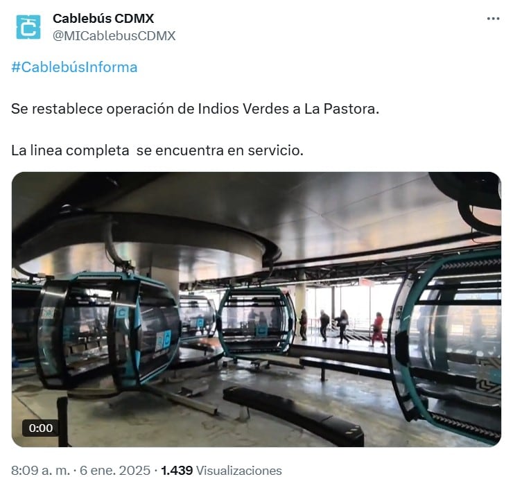 Reparan falla eléctrica de Cablebús CDMX hoy 6 de enero