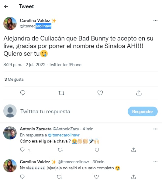 Reacción a la mexicana de Sinaloa que la rompió en el live de Bad Bunny