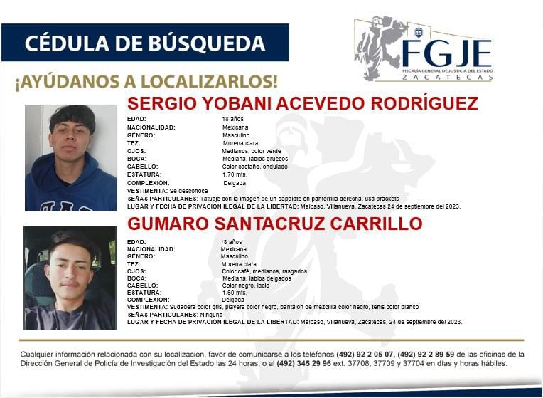 Jóvenes secuestrados en Zacatecas