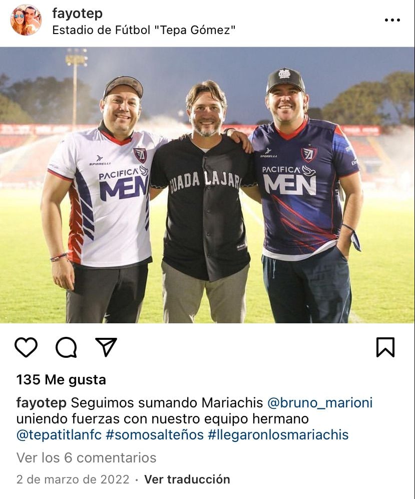 Rafael Tejeda, Bruno Marioni y Carlos Valenzuela durante un partido de Mariachis de Guadalajara.