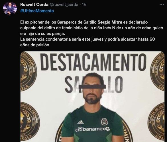 Sergio Mitre, declarado culpable de feminicidio