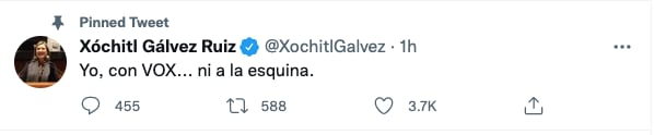 Tuit de Xóchitl Gálvez