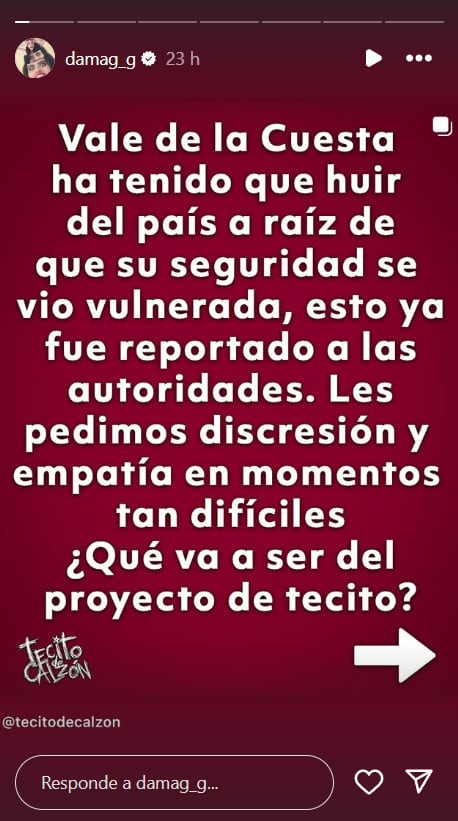 Valentina de la Cuesta huyó de México