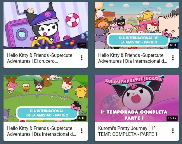 Hello Kitty y Sanrio en YouTube Kids