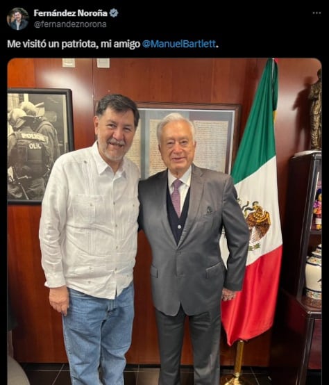 Manuel Bartlett visitó a Gerardo Fernández Noroña en la Cámara de Senadores; esto dijo el senador