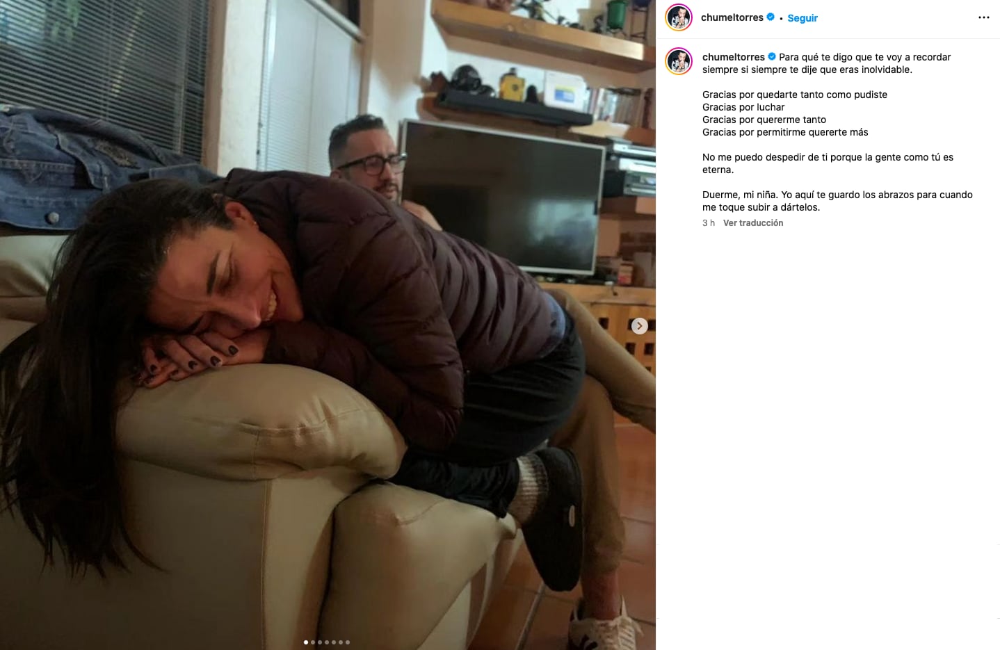 Chumel Torres se despide de Verónica Toussaint.