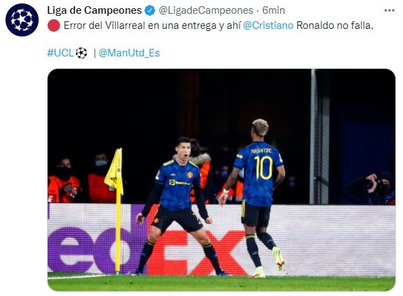 Cristiano Ronaldo festeja gol del Manchester United
