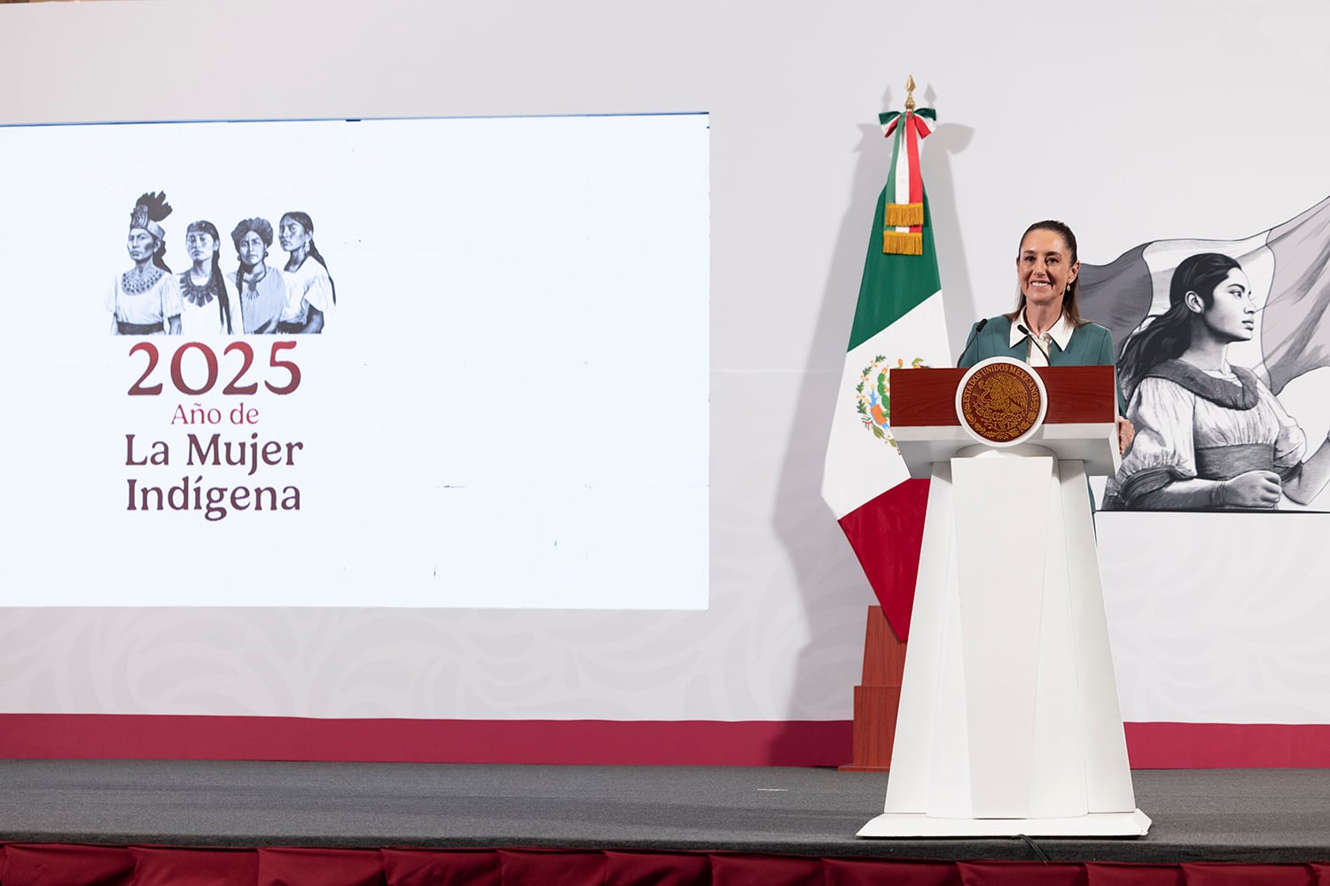 Claudia Sheinbaum en su conferencia mañanera en Palacio Nacional