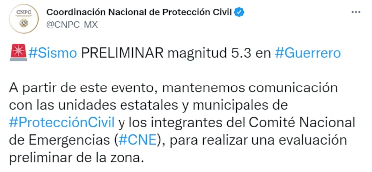 Por sismo de 5.3 grados en Petatlán, Guerrero; Protección Civil inicia comunicaciones