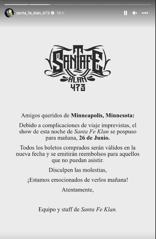 Santa Fe Klan regala boletos para su concierto en Minneapolis