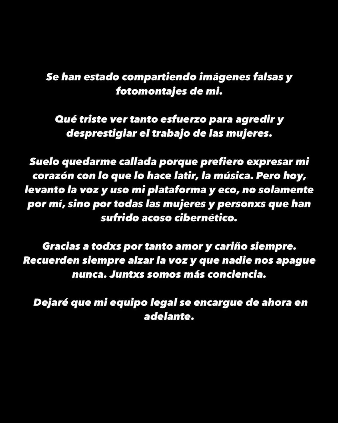 Ángela Aguilar desmiente fotos íntimas y apunta que actuará con la Ley Olimpia.
