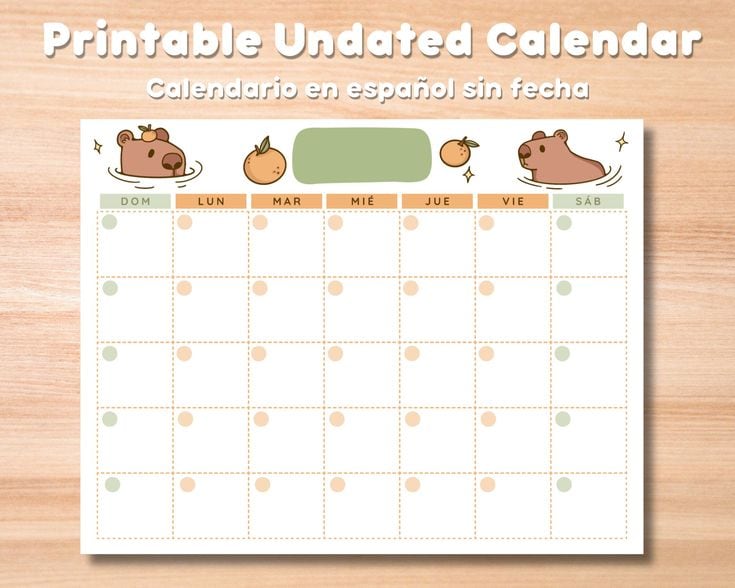 Calendario 2025 de capibara