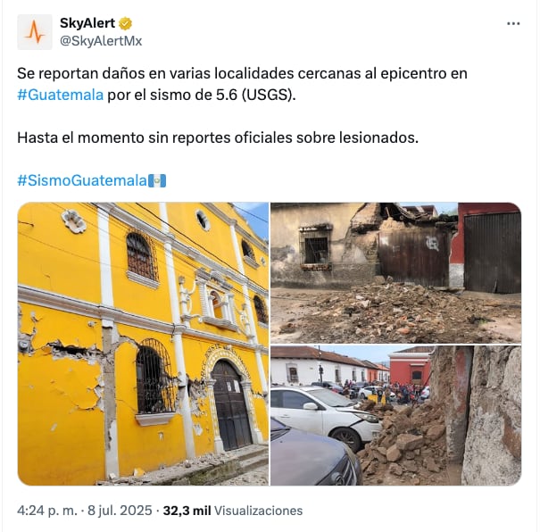Derrumbes en Guatemala por sismo