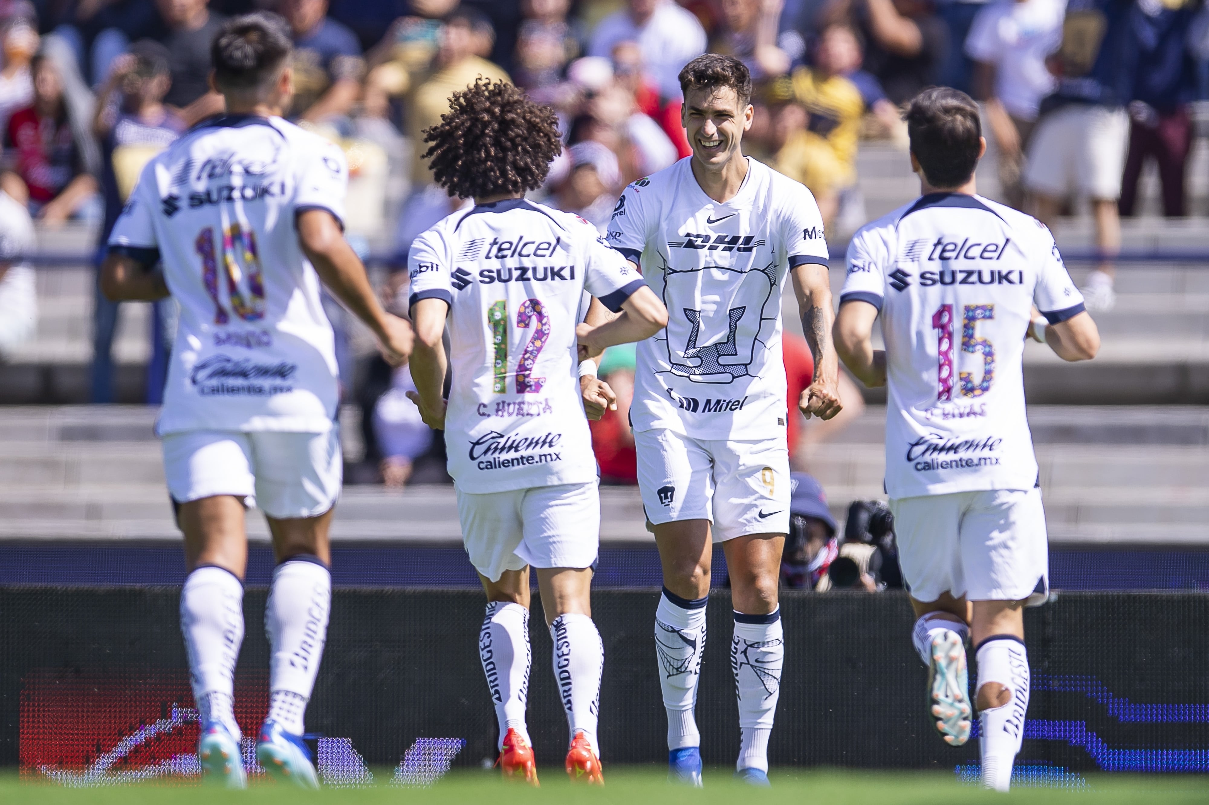 Juan Dinenno celebrates his goal 1-0 of Pumas during the game Pumas UNAM vs Atlas, corresponding to Round 16 of the Torneo Apertura 2023 of the Liga BBVA MX, at Olimpico Universitario Stadium, on November 05, 2023. 
<br><br>
Juan Dinenno celebra su gol 1-0 de Pumas durante el partido Pumas UNAM vs Atlas, correspondiente a la Jornada 16 del Torneo Apertura 2023 de la Liga BBVA MX, en el Estadio Olimpico Universitario, el 05 de Noviembre de 2023