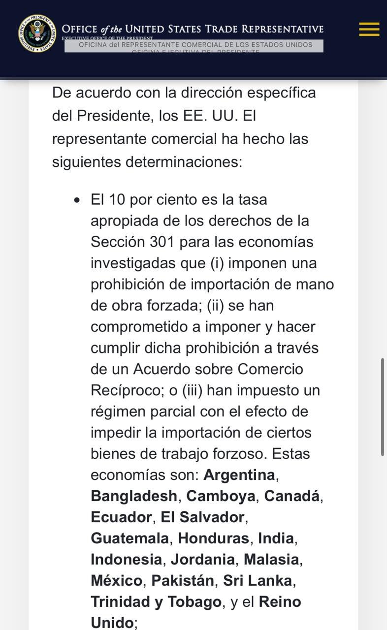 Estados Unidos ratifica arancel de 10% a México tras cambio en fundamento legal